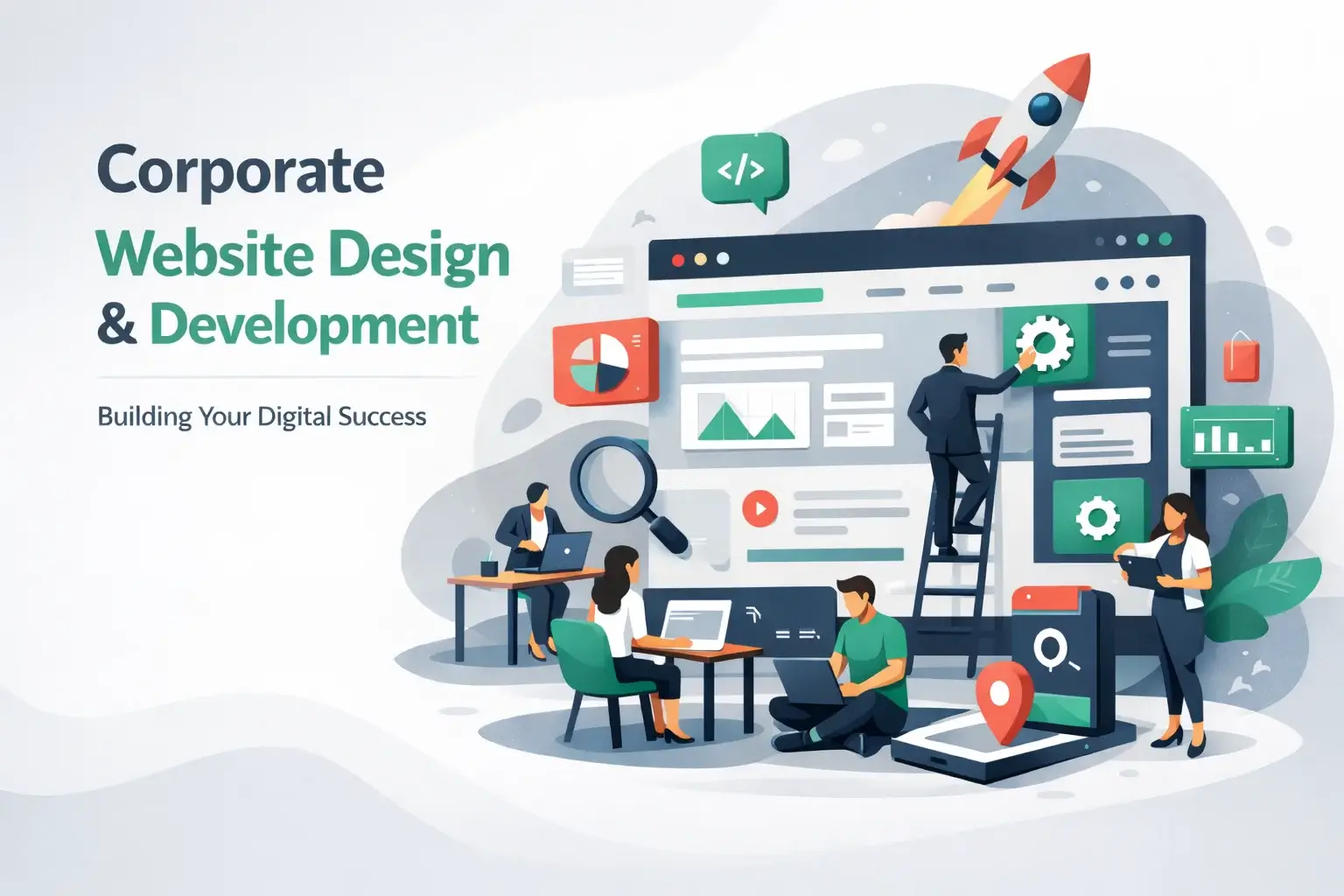 Corporate Website Design and Development USA Illustration