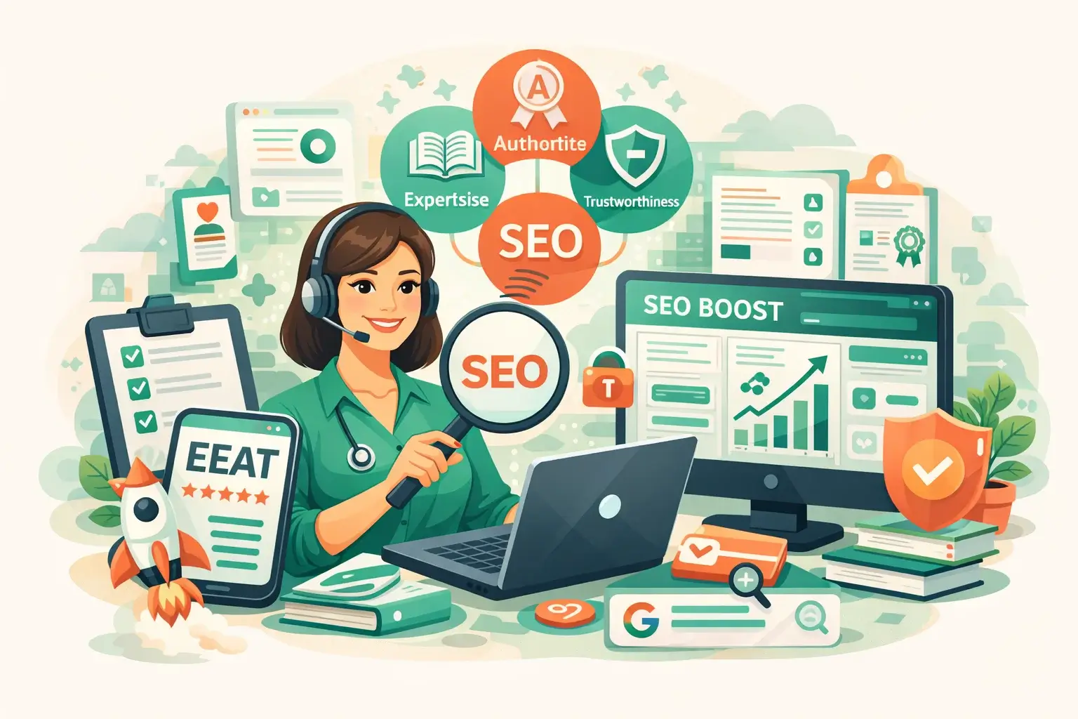 EEAT SEO Optimization Illustration