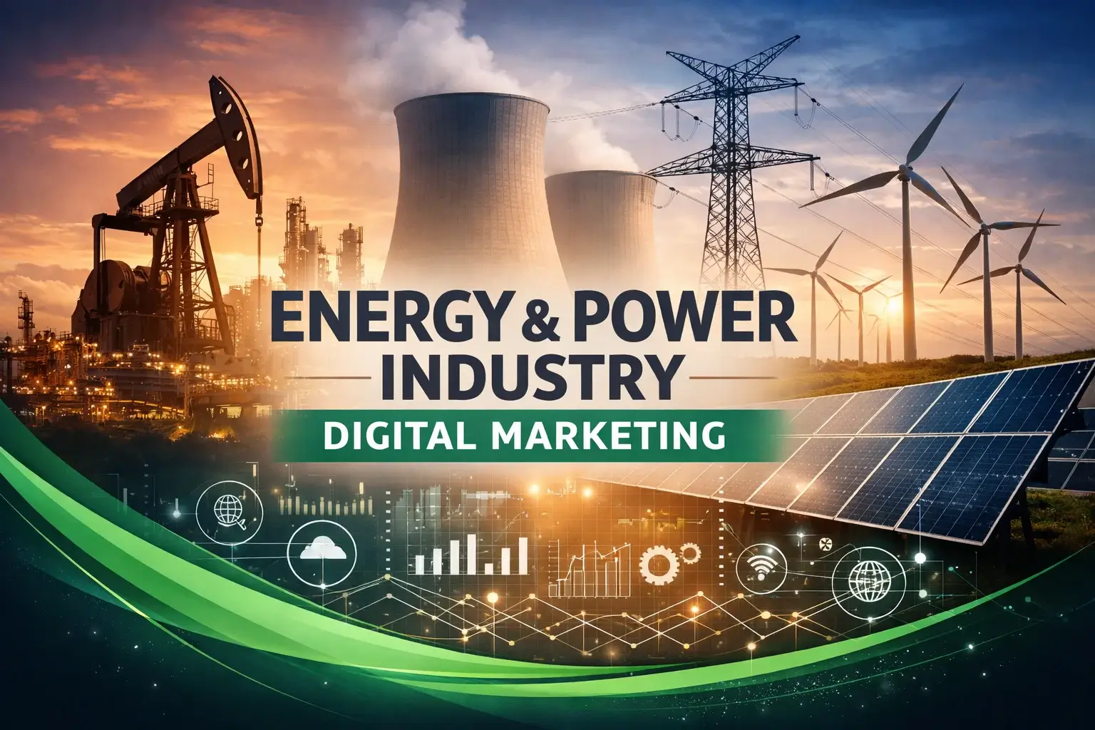 Energy and Power Industry Digital Marketing USA Illustration