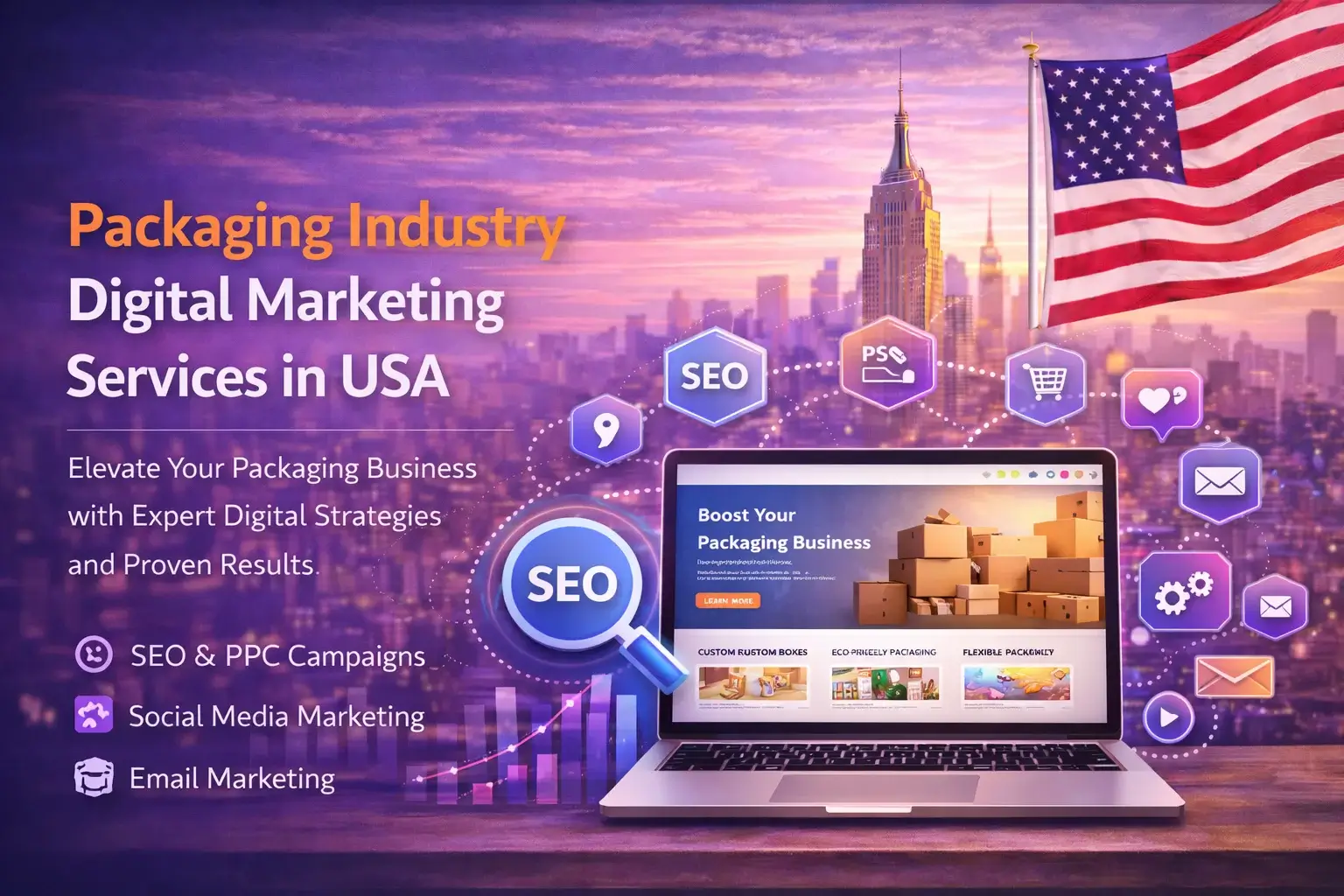 Packaging Industry Digital Marketing Illustration