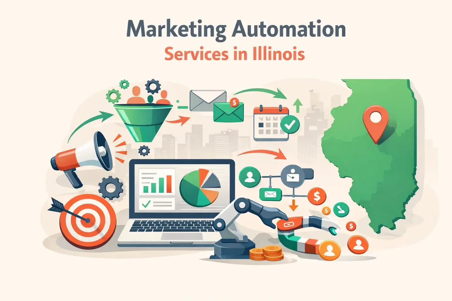 Digital Marketing Illustration for Illinois Businesses